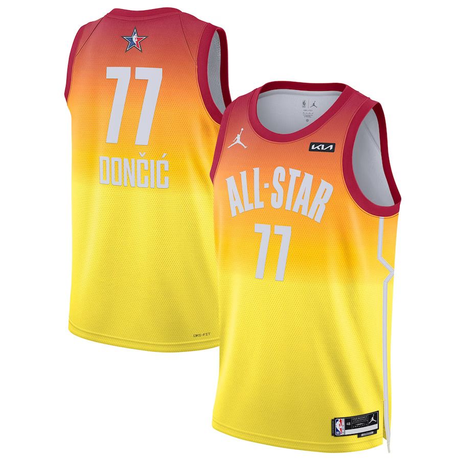 Men Dallas Mavericks #77 Luka Doncic Jordan Brand Orange 2023 NBA All-Star Game Swingman NBA Jersey->dallas mavericks->NBA Jersey